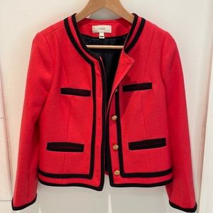Classical style J Crew jacket. Size 4. Coral and navy
